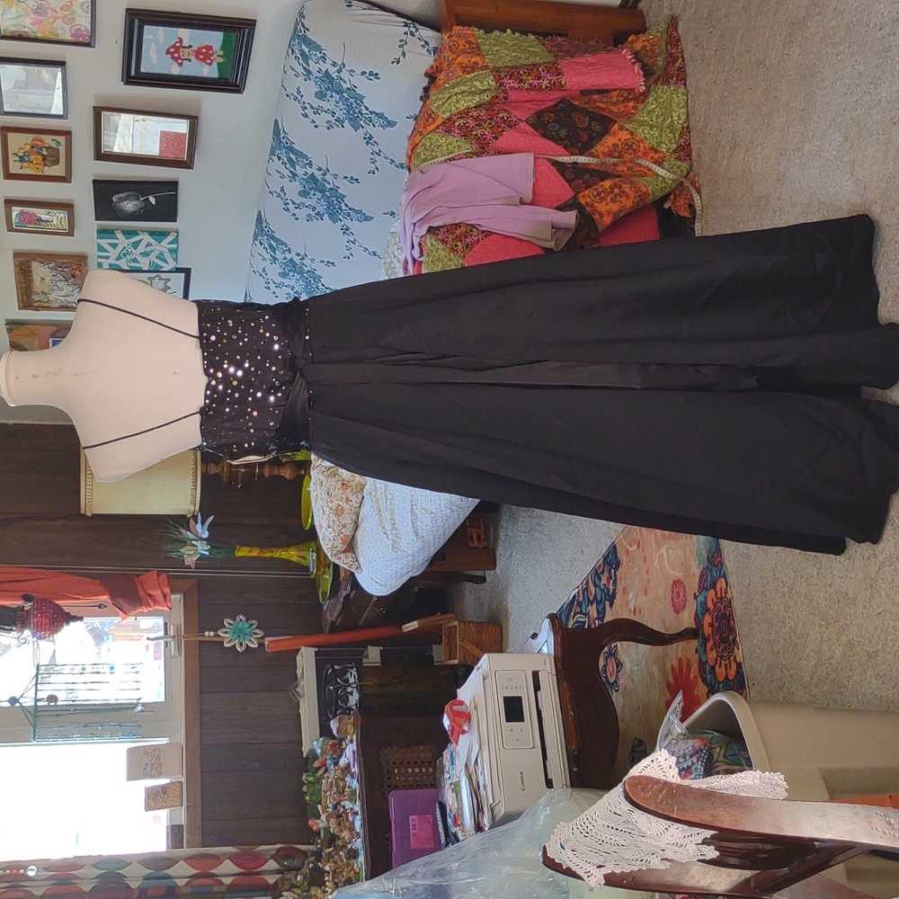 NOS JUMP APPAREL black Tool Sequence Sash Full Length Formal Dress Plus Sz 18W - Picture 6 of 12